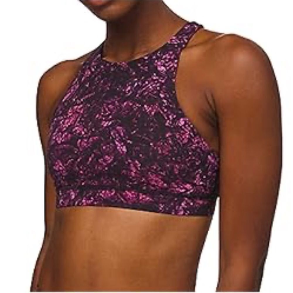Lululemon Black & Purple Women's High Neck Sports Bra